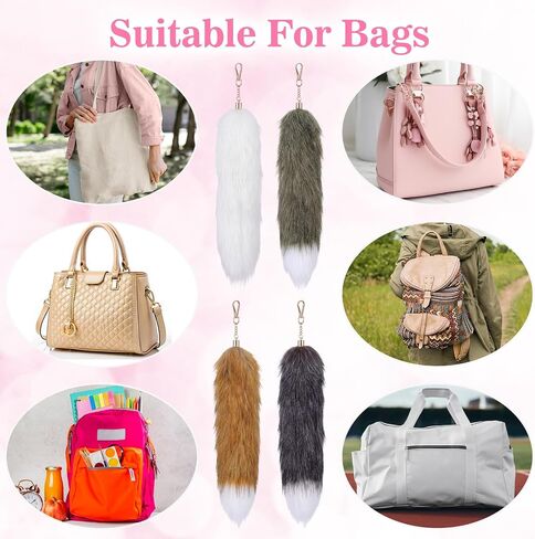 4 Pcs Fluffy Tail Keychain Set, Soft Fur Fox Tail Keychain with Therian Raccoon Style for Cosplay Costume Handbag Keyring (4 Colors) in Saudi Arabia