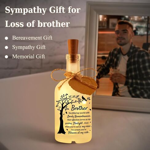 Memorial Gifts for Loss of Brother, Sympathy Gifts Loss of Brother, In Memory of Brother, Bereavement Condolences Gift for Loss, Sympathy Decorative Bottle Jar Lighting in Saudi Arabia