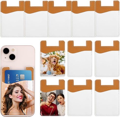 Framendino, 12 Pack Sublimation Heat Transfer Leather Card Holder Blanks for Back of Phone White in Kuwait