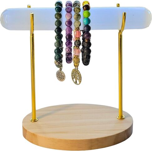 Worldly Finds Selenite Bracelet Holder Stand, Selenite Charging Healing Crystal Bracelet Display Stand, Hand-Carved Selenite Crystal Bracelet Stand for Charging and Cleansing (Large Black Oval) in Kuwait