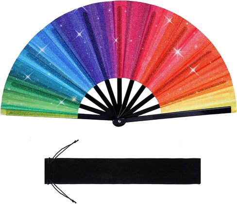 Pride Rainbow Folding Fan, Large Colorful Rave Clack Hand Fan for Women Men Pride Day Festival Parade, Cosplay Costume Photo Props, Party Performance, Dance, Decorations in Saudi Arabia