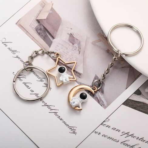 ARFUKA Keychain Astronaut with Sun and Moon Pendant Keychains Keyring Metal Unisex Key Organizer Holder Funny Keyring Birthday Christmas Wedding Valentine's Day Gift for Men and Women Pack of 2 in Saudi Arabia