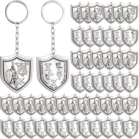 Nosiny 24 Pcs Fathers Day Christian Gifts Armor of God Keychains for Men Zinc Alloy Put on The Whole Armor of God Keychains Bulk Military Knight Favor Gift for Church Christian in Kuwait