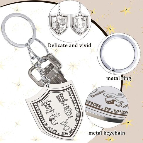 Nosiny 24 Pcs Fathers Day Christian Gifts Armor of God Keychains for Men Zinc Alloy Put on The Whole Armor of God Keychains Bulk Military Knight Favor Gift for Church Christian in Kuwait