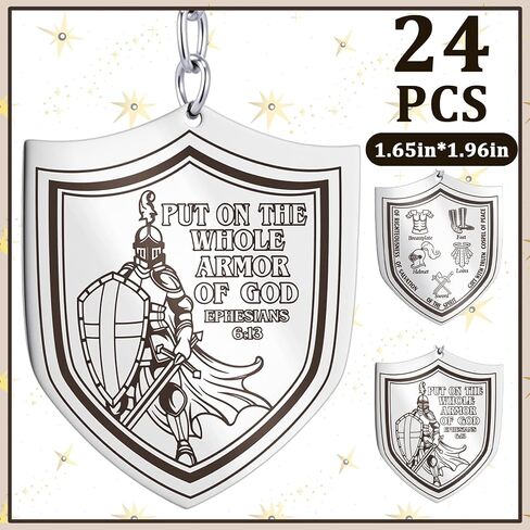 Nosiny 24 Pcs Fathers Day Christian Gifts Armor of God Keychains for Men Zinc Alloy Put on The Whole Armor of God Keychains Bulk Military Knight Favor Gift for Church Christian in Kuwait