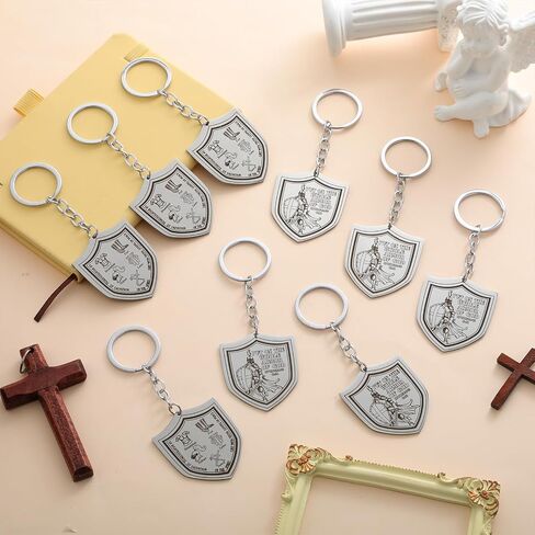 Nosiny 24 Pcs Fathers Day Christian Gifts Armor of God Keychains for Men Zinc Alloy Put on The Whole Armor of God Keychains Bulk Military Knight Favor Gift for Church Christian in Kuwait