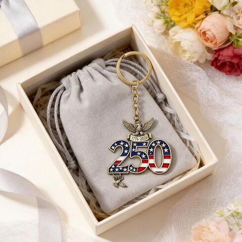 Angyape USA الذكرى 250 لسلسلة مفاتيح البضائع يوم الاستقلال 4 يوليو سلسلة مفاتيح 250 هدية أمريكية (معدن) in Kuwait