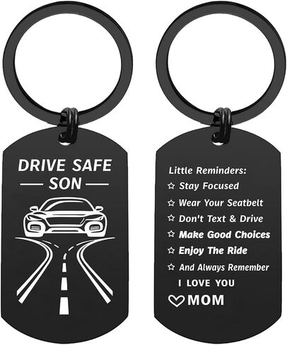 EE&YU Son Gifts from Loved Mom - Son Birthday Fathers Day Graduation Gifts, Drive Safe Keychain for Boys New Driver in Kuwait