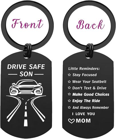 EE&YU Son Gifts from Loved Mom - Son Birthday Fathers Day Graduation Gifts, Drive Safe Keychain for Boys New Driver in Kuwait