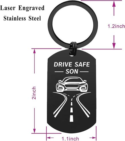EE&YU Son Gifts from Loved Mom - Son Birthday Fathers Day Graduation Gifts, Drive Safe Keychain for Boys New Driver in Kuwait