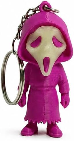 سلسلة مفاتيح صغيرة تتوهج في الظلام Ghostface Scream، موضوع رعب، أبيض وأسود، حلقة مفاتيح قابلة للجمع. in Kuwait