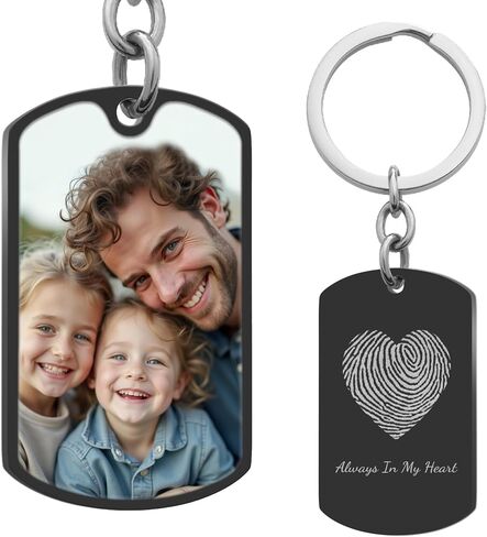 شخصية بصمة المفاتيح ث / صورة مخصصة لون الصورة النص Dogtag قلادة بصمة الإبهام هدية للرجال والنساء in Kuwait