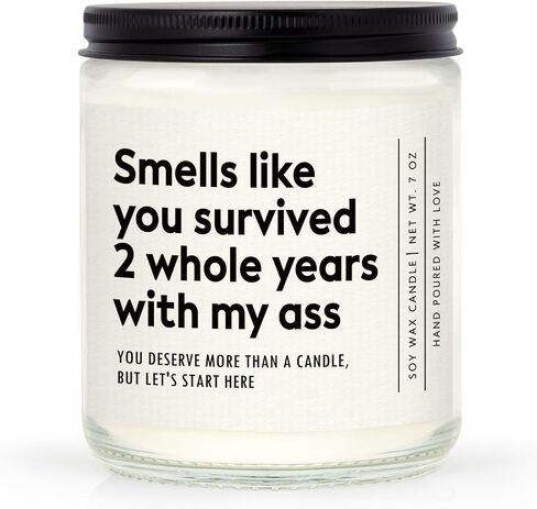 2 Year Anniversary Candle Gifts for Him Her Boyfriend Girlfriend Wife Husband, Cotton Anniversary Funny Gifts, Cotton 2nd Anniversarys Gift, 2 Year Wedding Anniv. Present, Lavender, Handmade in Saudi Arabia
