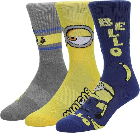 Bioworld Minions Favorite Characters Men's Athletic Crew Socks (Pack of 3) in Kuwait