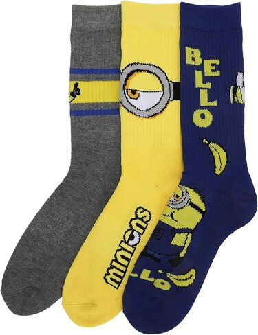 Bioworld Minions Favorite Characters Men's Athletic Crew Socks (Pack of 3) in Kuwait