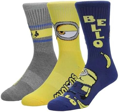 Bioworld Minions Favorite Characters Men's Athletic Crew Socks (Pack of 3) in Kuwait