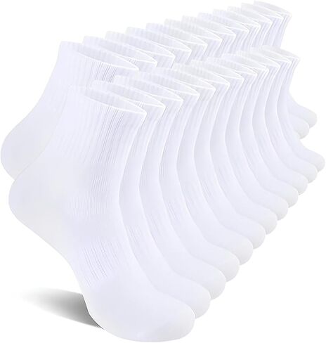 Athletic Ankle Socks Men Cushioned Running Socks with Arch Support | Mini Crew Socks, Arch Support, Anti-Slip, Stretchy, Sports, Working, Daily Life, Soft and Comfortable, White, 6/12 Pairs in Saudi Arabia