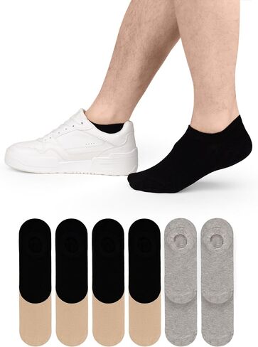 Hugh Ugoli Men Bamboo No Show Socks, Non Slip, Soft,Thin, Low Cut, Seamless Toe, Shoe Size: 11-13/8-11 6&12 Pairs in Kuwait