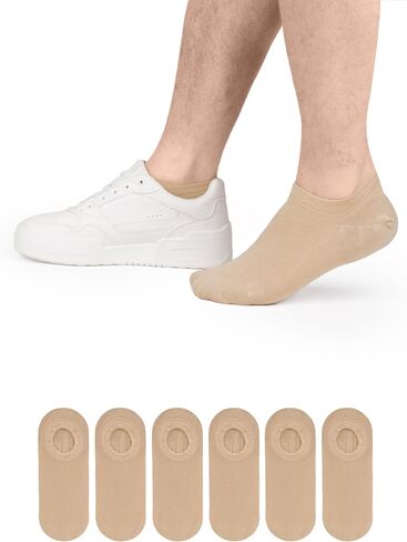 Hugh Ugoli Men Bamboo No Show Socks, Non Slip, Soft,Thin, Low Cut, Seamless Toe, Shoe Size: 11-13/8-11 6&12 Pairs in Saudi Arabia