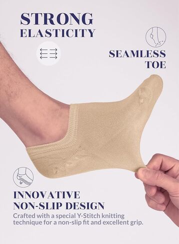 Hugh Ugoli Men Bamboo No Show Socks, Non Slip, Soft,Thin, Low Cut, Seamless Toe, Shoe Size: 11-13/8-11 6&12 Pairs in Saudi Arabia