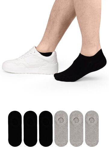 Hugh Ugoli Men Bamboo No Show Socks, Non Slip, Soft,Thin, Low Cut, Seamless Toe, Shoe Size: 11-13/8-11 6&12 Pairs in Saudi Arabia