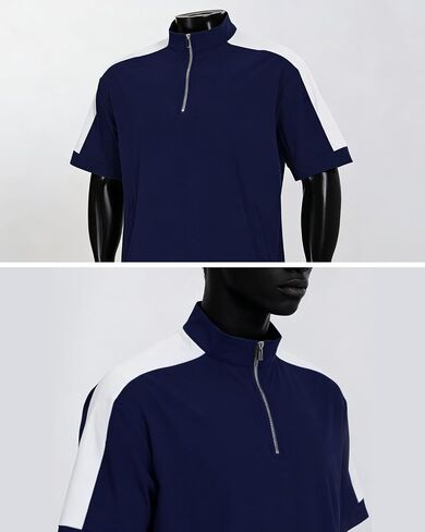 Opomelo Mens Cage Jacket Weather-Resistant Windbreaker Lightweight Short Sleeve Waterproof Golf Polo Raider Pullover with Pocket for Workout Navy XL in Saudi Arabia
