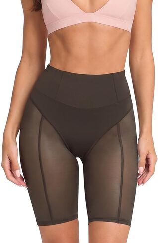 Cosonsen Women's High Waisted Mesh Biker Shorts Sexy Sheer See Through Skinny Shorts for Clubwear Streetwear in Saudi Arabia