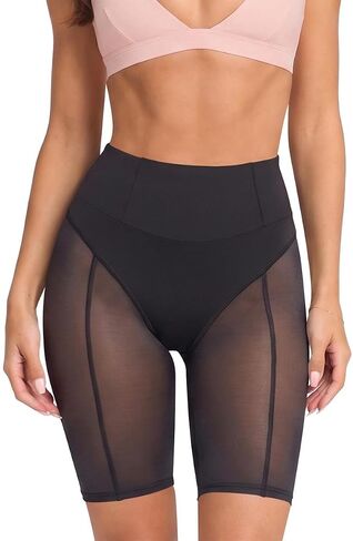 Cosonsen Women's High Waisted Mesh Biker Shorts Sexy Sheer See Through Skinny Shorts for Clubwear Streetwear in Saudi Arabia