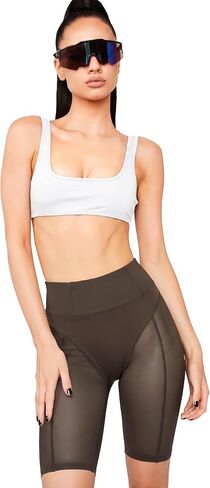 Cosonsen Women's High Waisted Mesh Biker Shorts Sexy Sheer See Through Skinny Shorts for Clubwear Streetwear in Saudi Arabia