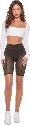 Cosonsen Women's High Waisted Mesh Biker Shorts Sexy Sheer See Through Skinny Shorts for Clubwear Streetwear in Saudi Arabia