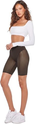 Cosonsen Women's High Waisted Mesh Biker Shorts Sexy Sheer See Through Skinny Shorts for Clubwear Streetwear in Saudi Arabia