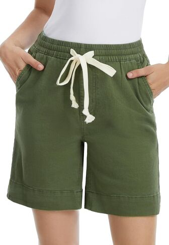 Women Bermuda Shorts Stretchy Womens Shorts 7 Inch Inseam Drawstring Pull On Jean Shorts Summer Jorts in Saudi Arabia