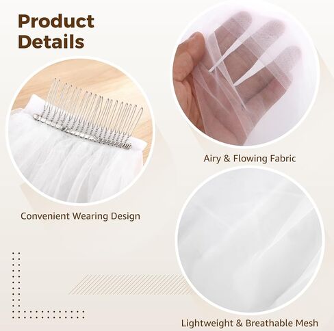 Wedding Veil Cathedral Length, White Bridal Veil, One Tier Elegant Bridal Accessories for Wedding, Length 9.8 ft / 3 m in Kuwait