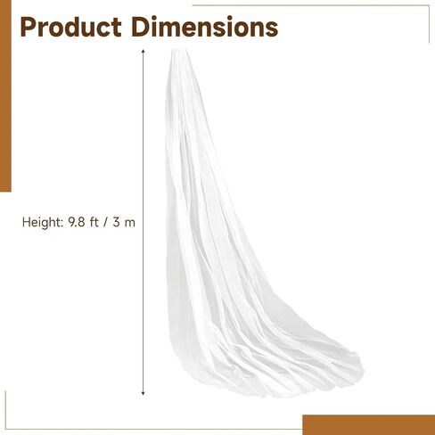 Wedding Veil Cathedral Length, White Bridal Veil, One Tier Elegant Bridal Accessories for Wedding, Length 9.8 ft / 3 m in Kuwait