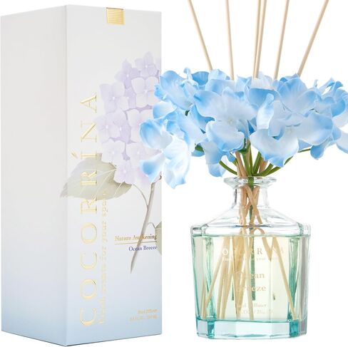 COCORRÍNA Reed Diffuser - Ocean Breeze 8.5oz Flower Reed Diffuser Set with 8 Sticks, Home Fragrance Reed Diffuser for Home Bedroom Office Bathroom Shelf Decor (Master Collection) in Saudi Arabia