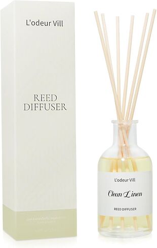 L'odeur Vill Reed Diffuser Set, 5.07 fl oz(150ml) Vanilla Reed Diffuser for Home Bathroom Diffuser with Long Lasting Scent Diffuser with 6 stricks Shelf Decor in Saudi Arabia