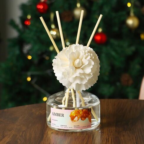 8.45 oz Amber Scent Diffusers with 6 Reed Sticks,250ml Reed Diffuser for Bathroom Room Air Freshener, Last up for 50 Days in Saudi Arabia