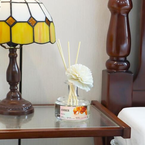 8.45 oz Amber Scent Diffusers with 6 Reed Sticks,250ml Reed Diffuser for Bathroom Room Air Freshener, Last up for 50 Days in Saudi Arabia