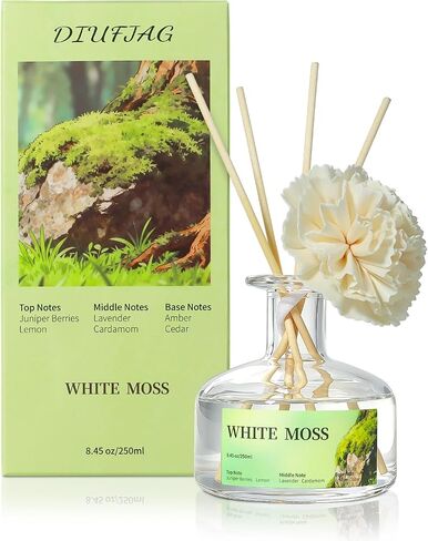 8.45 oz Amber Scent Diffusers with 6 Reed Sticks,250ml Reed Diffuser for Bathroom Room Air Freshener, Last up for 50 Days in Saudi Arabia