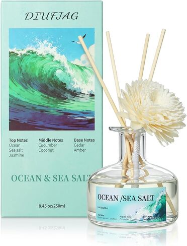 8.45 oz Amber Scent Diffusers with 6 Reed Sticks,250ml Reed Diffuser for Bathroom Room Air Freshener, Last up for 50 Days in Saudi Arabia