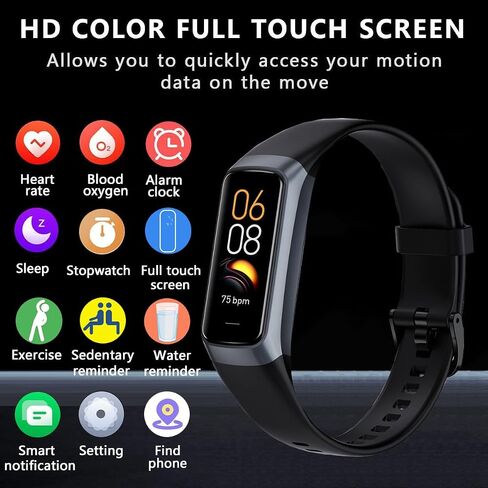 Fitness Tracker with Heart Rate/Blood Oxygen/Sleep Monitor, 20+ Sports Modes Smart Watches for Women/Men, Activity & Step Tracker Smart Watch for Android/iOS Phones(Black) in Saudi Arabia