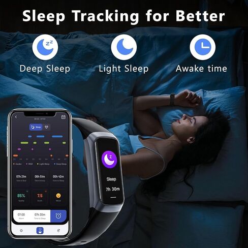 Fitness Tracker with Heart Rate/Blood Oxygen/Sleep Monitor, 20+ Sports Modes Smart Watches for Women/Men, Activity & Step Tracker Smart Watch for Android/iOS Phones(Black) in Saudi Arabia