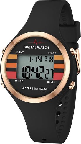 BOFAN Waterproof Sports Women's Digital Watch Chronograph Silicone Strap Watch in Saudi Arabia