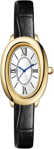 Women's Elegant Oval Watch with- Match Roman Numeral Dial and Leather Strap Classic Analog Quartz Dress Wristwatch for Ladies in Kuwait