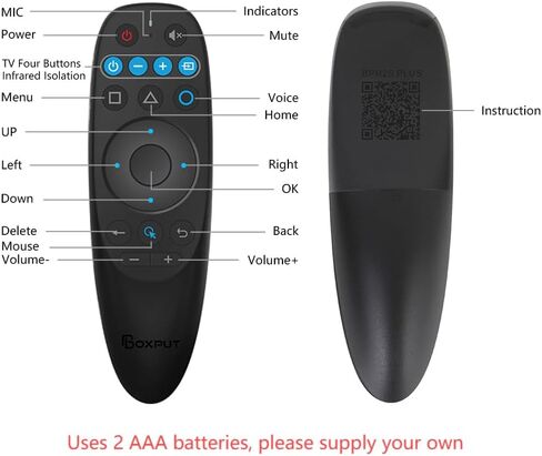BPR2S Bluetooth Voice Remote Control Air Mouse Remote Control with 6-Axis Gyro Support IR Learning TV 4 Keys IR Isolation for Android TV Box TV Stick Set Top Box (No USB Dongle) in Saudi Arabia