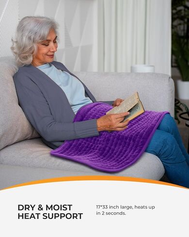 CooCoCo Electric Heating Pads for Women, FSA Eligible Heat Pad for Back Pain & Period Cramps, HSA Store Approved Items, Machine Washable 17''x 33'', Purple in Saudi Arabia