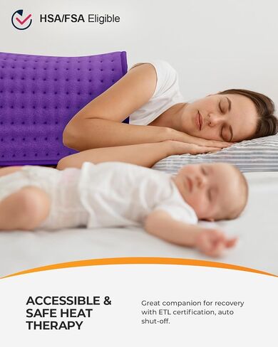 CooCoCo Electric Heating Pads for Women, FSA Eligible Heat Pad for Back Pain & Period Cramps, HSA Store Approved Items, Machine Washable 17''x 33'', Purple in Saudi Arabia