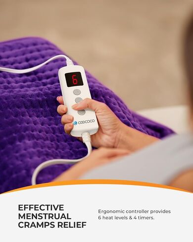 CooCoCo Electric Heating Pads for Women, FSA Eligible Heat Pad for Back Pain & Period Cramps, HSA Store Approved Items, Machine Washable 17''x 33'', Purple in Saudi Arabia