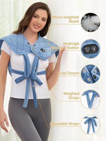 Vofuoti Heating Pad for Neck and Shoulders with Massager, Portable Heat Pad with 15000mAh Battery, Cordless Electric Weighted Heated Neck Shoulder Wrap, 16'' x 22'', 2.6lbs in Saudi Arabia