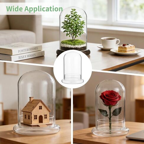 Glass Display Cloche Dome, 8.3 x 5.9 in Plant Terrarium Container with Base, Clear Glass Cover, Decorative Tabletop Display Case for Plants, Flowers, Collectibles & Keepsakes in Saudi Arabia